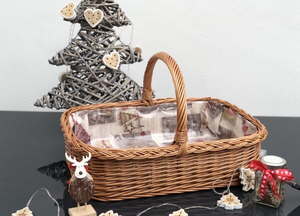Bukora® Korbtablett aus Weide mit Weihnachtsmuster...Frohe Weihnachten ..Christmas – Bild 4