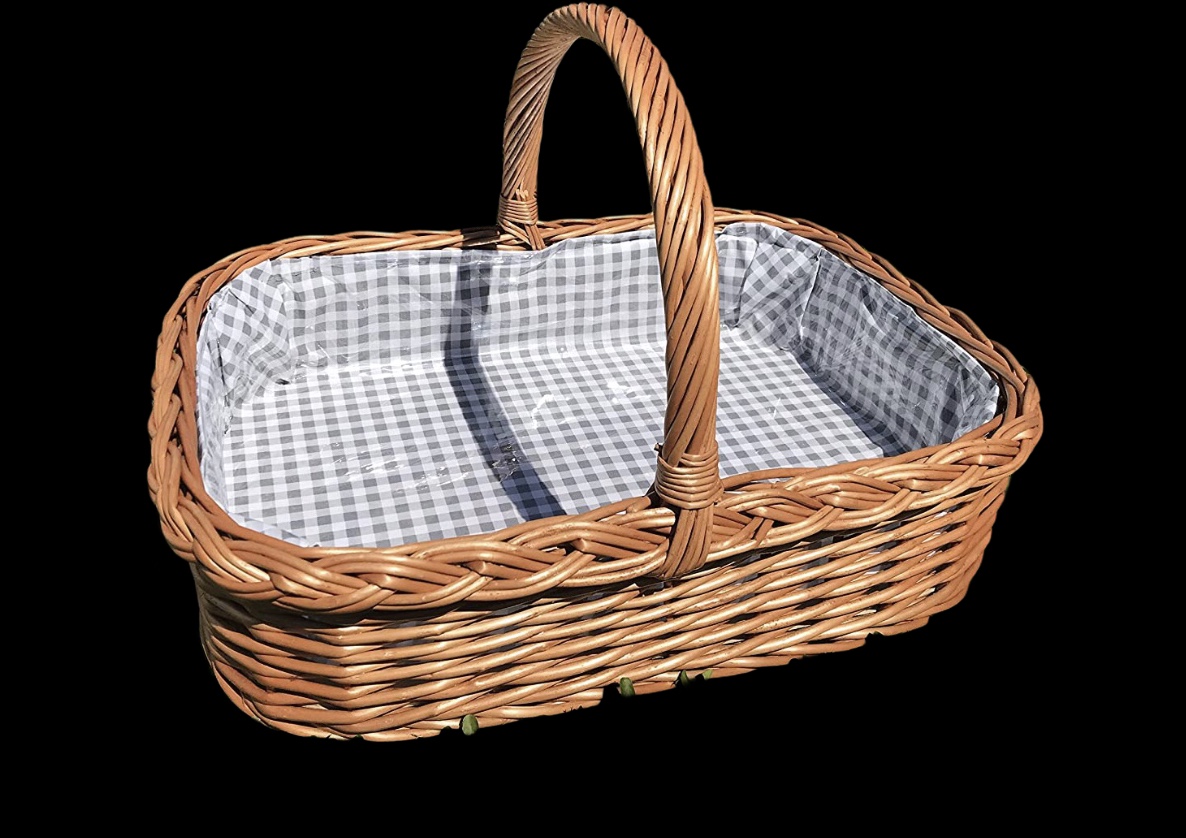 Bukora® Korbtablett aus Weide Futter Grau Groß kariert – Bild 7