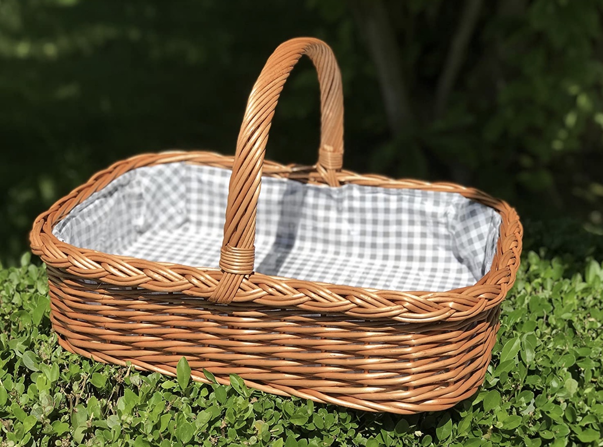 Bukora® Korbtablett aus Weide Futter Grau Groß kariert – Bild 6
