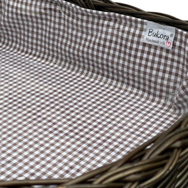 Bukora® Korbtablett in Braun gebeizter Weide mit Futter Braun fein kariert – Bild 6