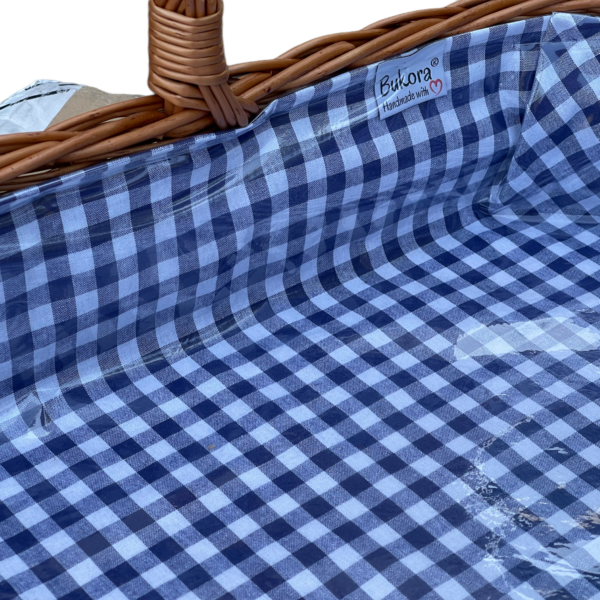 Bukora® Tablett aus Weide mit Futter Blau kariert – Bild 3