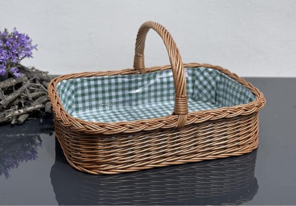Bukora® Tablett aus Weide Futter Grün Groß kariert – Bild 4