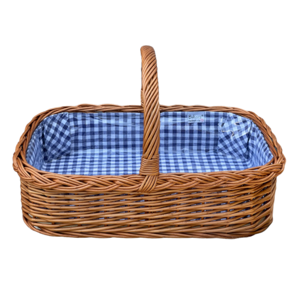 Bukora® Tablett aus Weide mit Futter Blau kariert – Bild 4