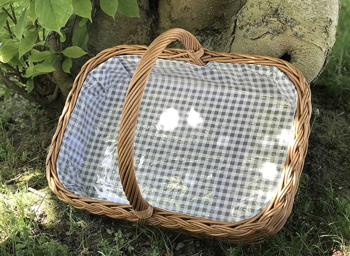 Bukora® Korbtablett aus Weide Futter Grau Groß kariert – Bild 5