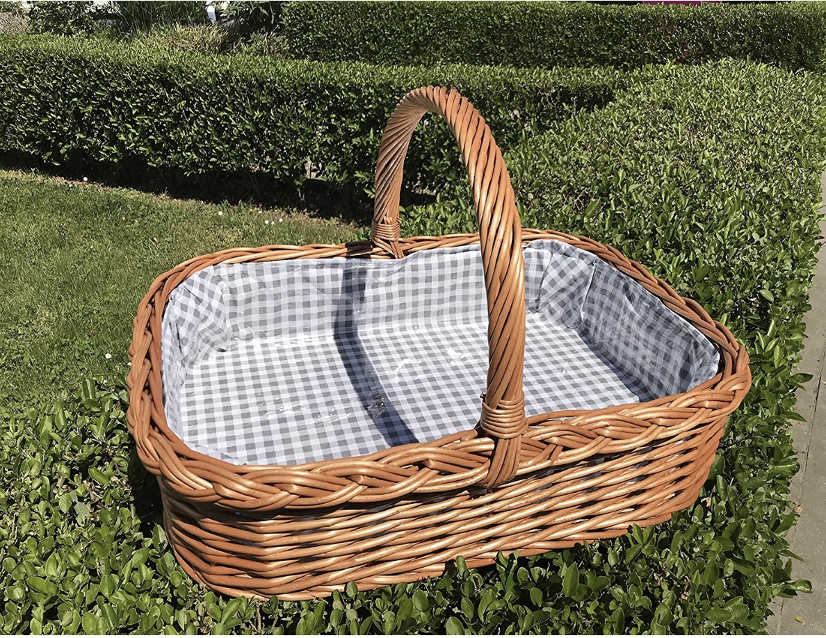 Bukora® Korbtablett aus Weide Futter Grau Groß kariert – Bild 3