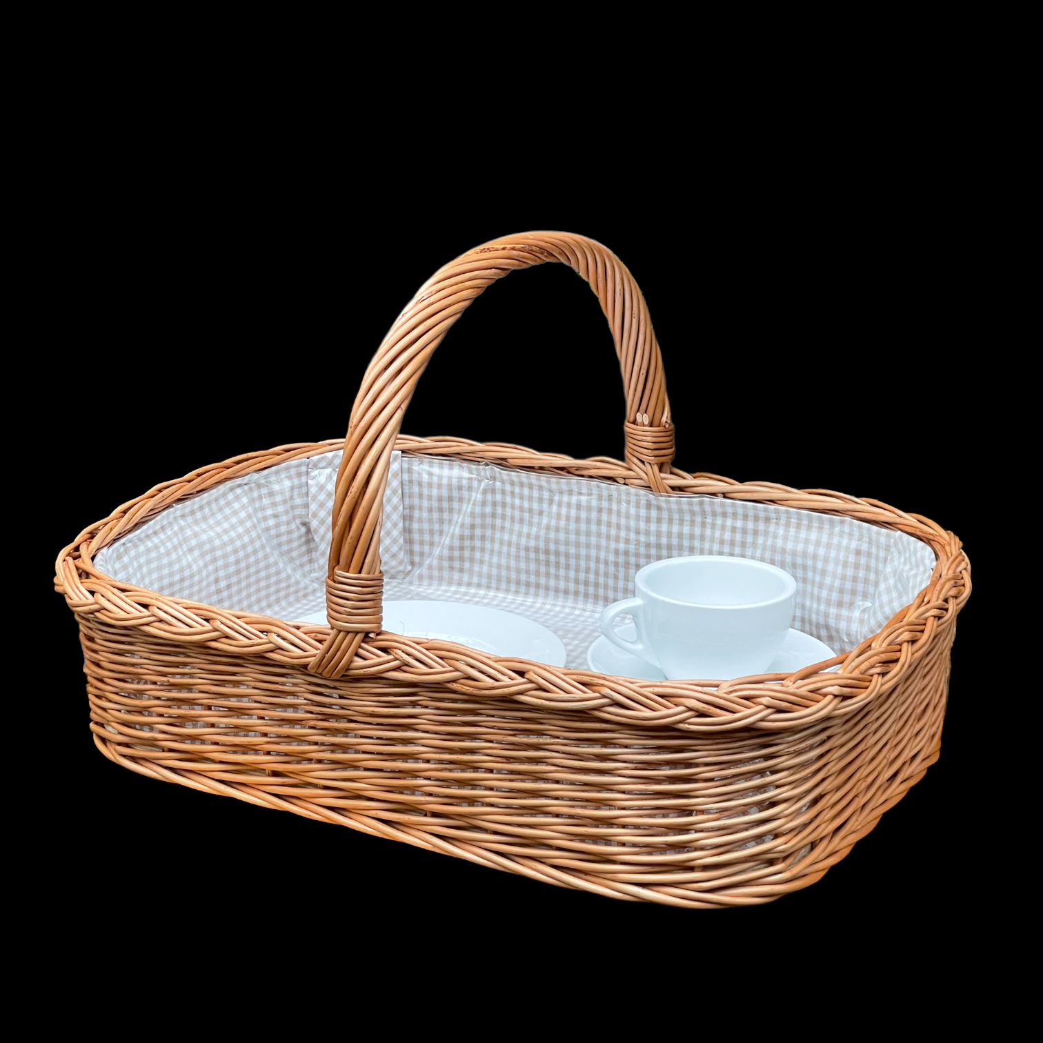 Bukora® Tablett aus Weide mit Futter Olivegrau fein kariert – Bild 6