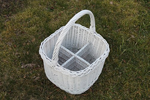 Bukora® Flaschenkorb Weiß lackiert für 4 Flaschen aus Weide..extra Stabil..