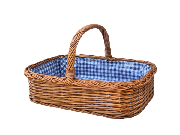 Bukora® Tablett aus Weide mit Futter Blau kariert – Bild 5