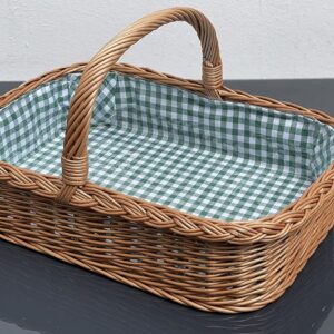 Bukora® Tablett aus Weide Futter Grün Groß kariert