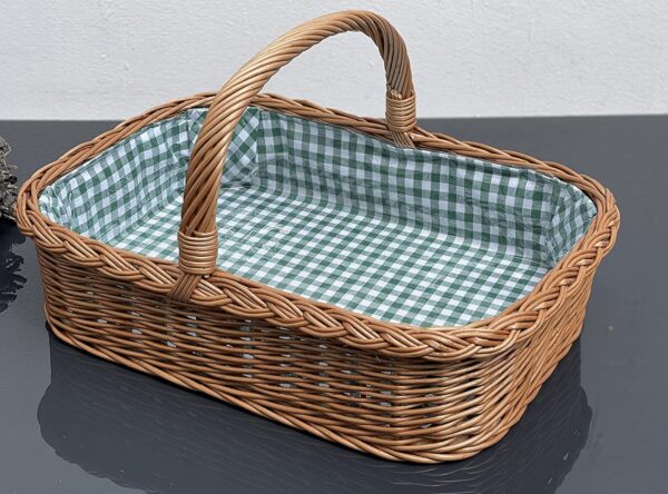 Bukora® Tablett aus Weide Futter Grün Groß kariert