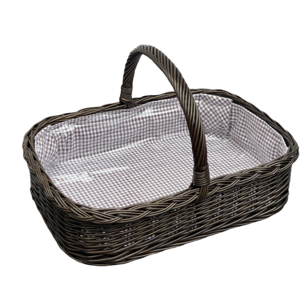 Bukora® Korbtablett in Braun gebeizter Weide mit Futter Braun fein kariert – Bild 2