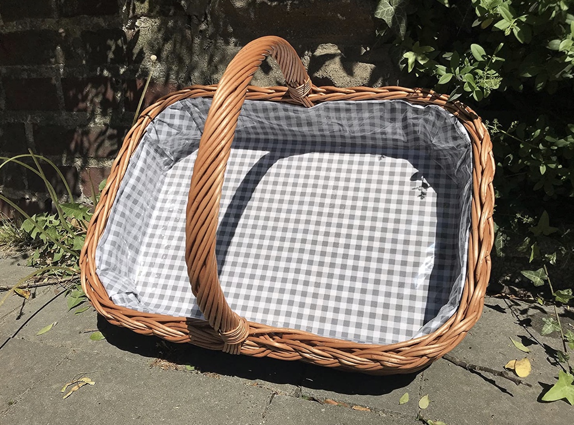 Bukora® Korbtablett aus Weide Futter Grau Groß kariert – Bild 4