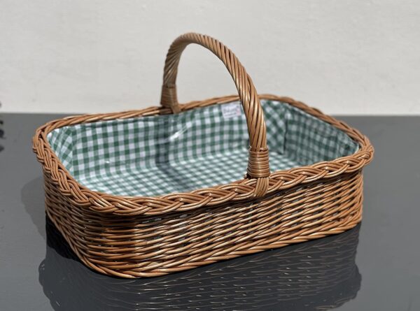 Bukora® Tablett aus Weide Futter Grün Groß kariert – Bild 6