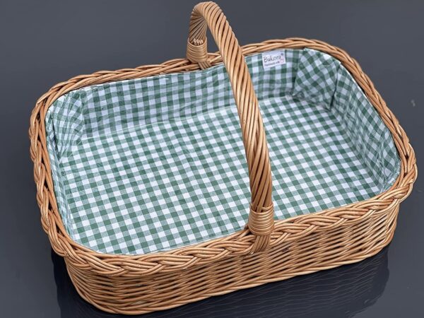 Bukora® Tablett aus Weide Futter Grün Groß kariert – Bild 2