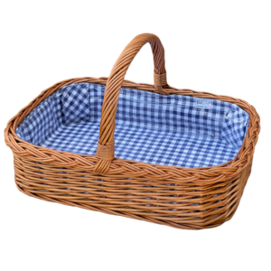 Bukora® Tablett aus Weide mit Futter Blau kariert