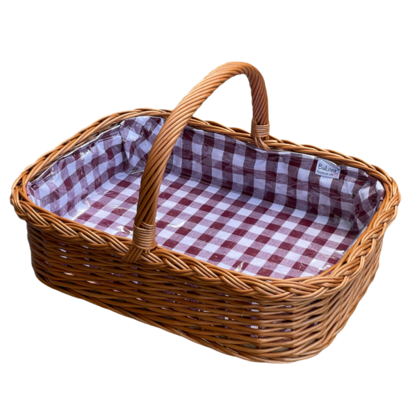 Bukora® Korbtablett aus Weide Dunkelrot groß kariert