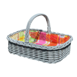 Bukora® Korbtablett grau lackiert mit Futter Bunt