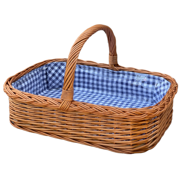 Bukora® Tablett aus Weide mit Futter Blau kariert – Bild 6