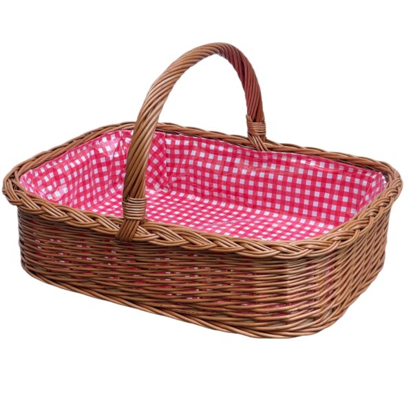 Bukora® Tablett aus Weide mit rot-weiß kariertem Futter