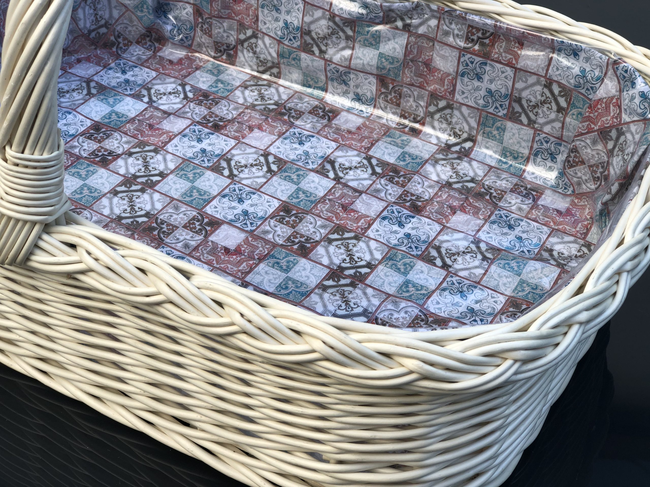 Bukora® Tablett aus heller Weide mit Futter orientalisches Mosaik – Bild 3