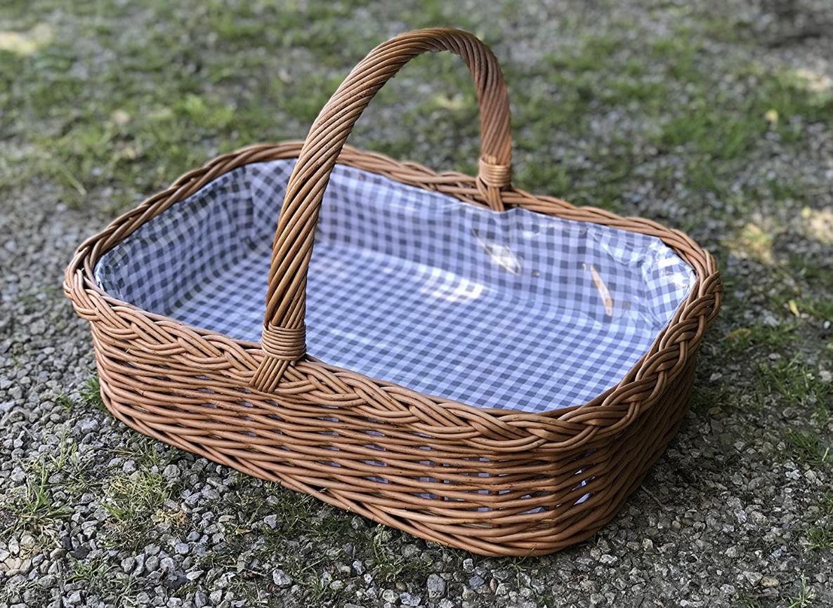 Bukora® Korbtablett aus Weide Futter Grau Groß kariert – Bild 8