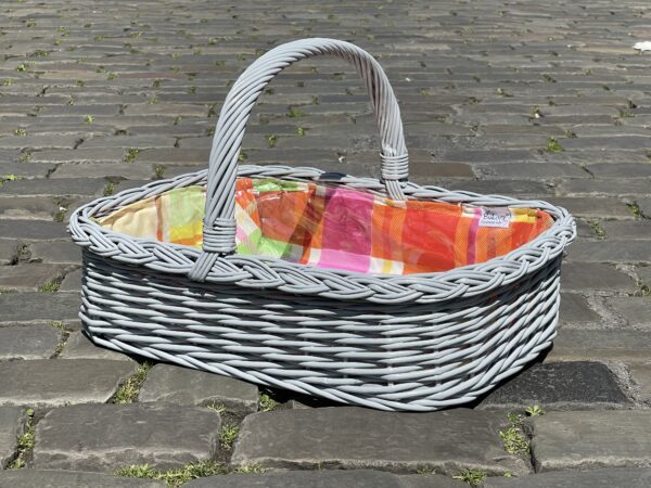 Bukora® Korbtablett grau lackiert mit Futter Bunt – Bild 3