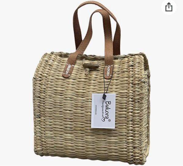 Kleine Bukora® Ibiza Korbtasche verschließbar mit Ledergriffen 25 cm breit – Bild 3