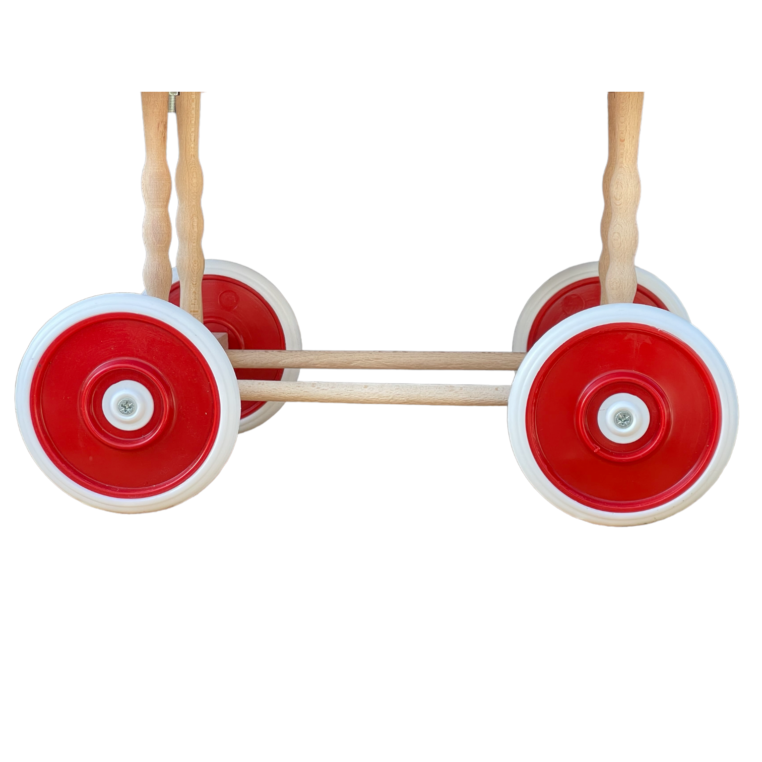 Bukora® Puppenwagen aus Weide mit Rot mit Punkten und Holzgriff...extra stabil... – Bild 4
