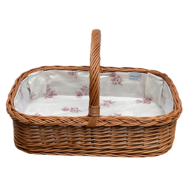 Bukora® Tablett aus Weide mit Futter Rosenmuster – Bild 2