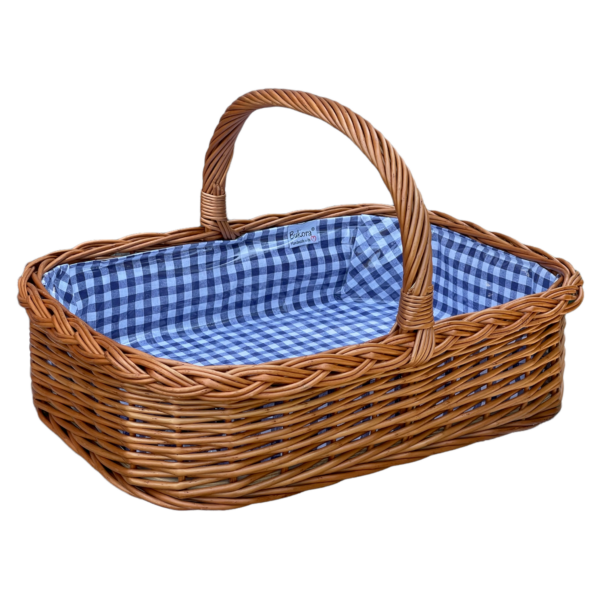 Bukora® Tablett aus Weide mit Futter Blau kariert – Bild 2