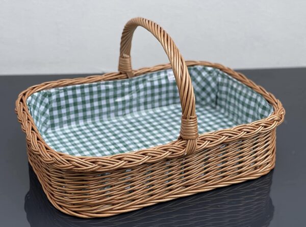 Bukora® Tablett aus Weide Futter Grün Groß kariert – Bild 5