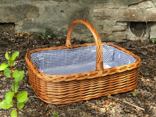 Bukora® Korbtablett mit Henkel Stoff Anthrazit fein kariert …