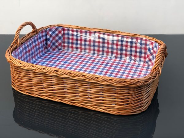 Bukora® Tablett mit 2 Griffen in kariertem Muster Blau Rot Weiß mit Herzen