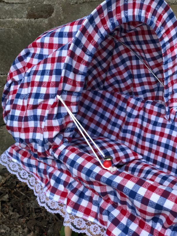 Bukora® Korbpuppenwagen Blau Rot Weiß mit Herzen und Holzgriff...extra stabil... – Bild 6
