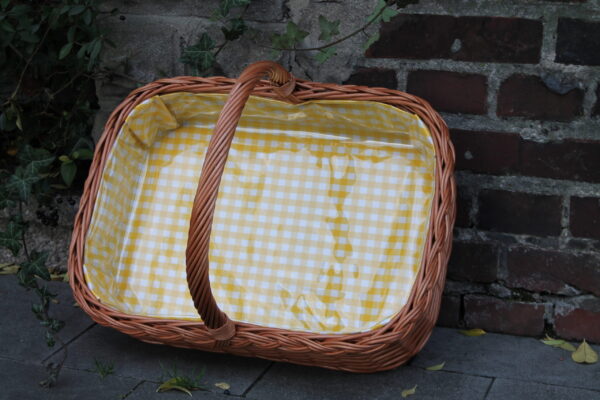 Bukora® Tablett aus Weide mit Futter Gelb Weiß Kariert – Bild 3