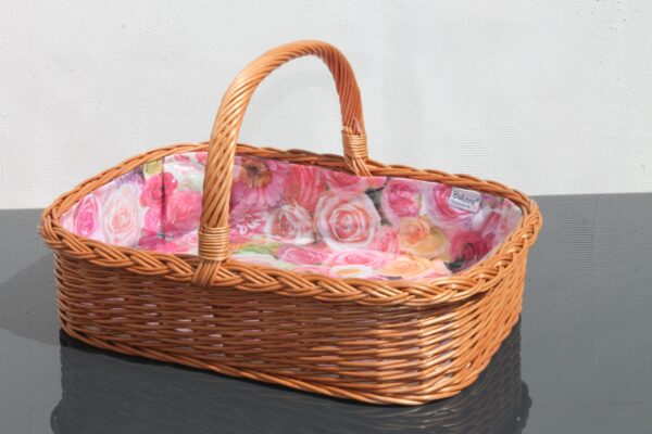 Bukora® Tablett aus Weide mit Futter Rosenmuster