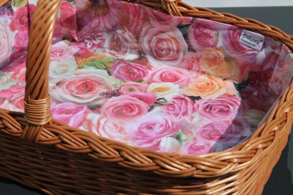 Bukora® Tablett aus Weide mit Futter Rosenmuster – Bild 2