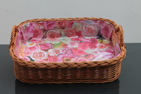 Bukora® Tablett aus  Weide mit Futter Rosenmuster mit 2 Griffen – Bild 5
