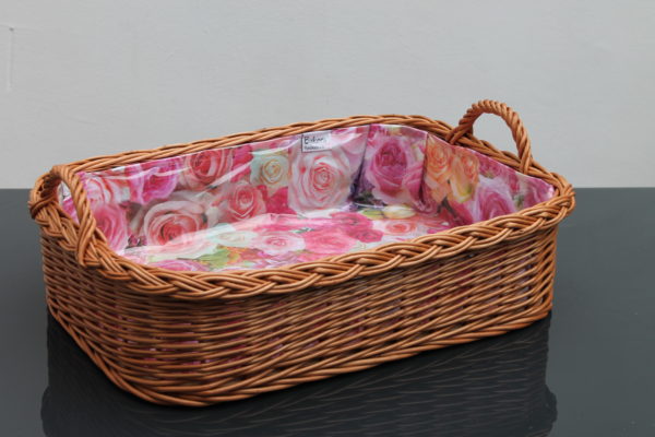 Bukora® Tablett aus  Weide mit Futter Rosenmuster mit 2 Griffen – Bild 6
