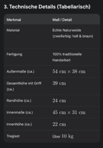 Bukora Einkaufskorb Produktmaße