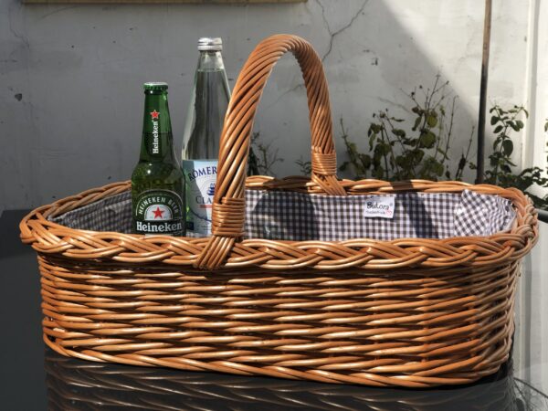 Bukora® Tablett aus Weide mit Futter Braun fein kariert – Bild 7