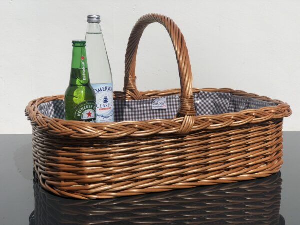 Bukora® Tablett aus Weide mit Futter Braun fein kariert – Bild 2