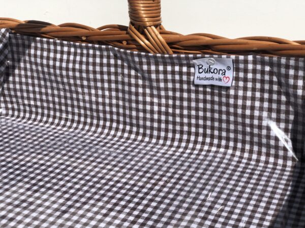 Bukora® Tablett aus Weide mit Futter Braun fein kariert – Bild 3