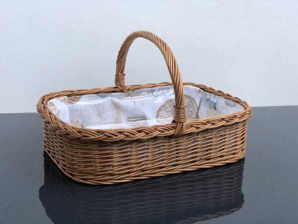 Bukora® Tablett aus Weide mit maritimem Futter  Beige – Bild 4