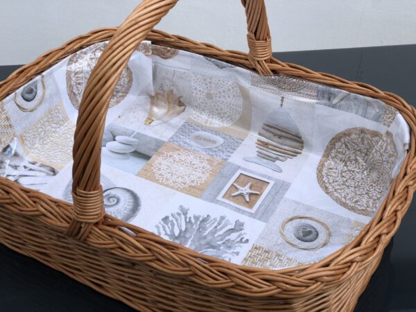 Bukora® Tablett aus Weide mit maritimem Futter  Beige – Bild 5
