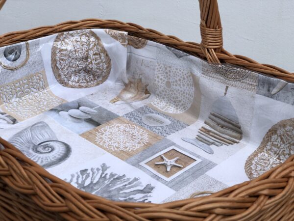 Bukora® Tablett aus Weide mit maritimem Futter  Beige – Bild 3