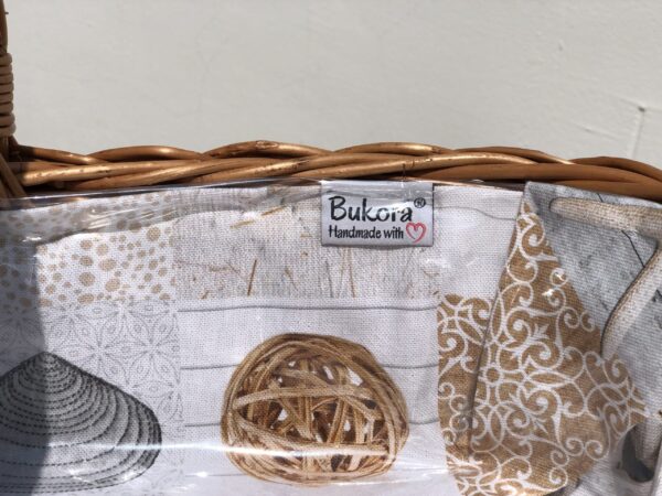 Bukora® Tablett aus Weide mit maritimem Futter  Beige – Bild 7
