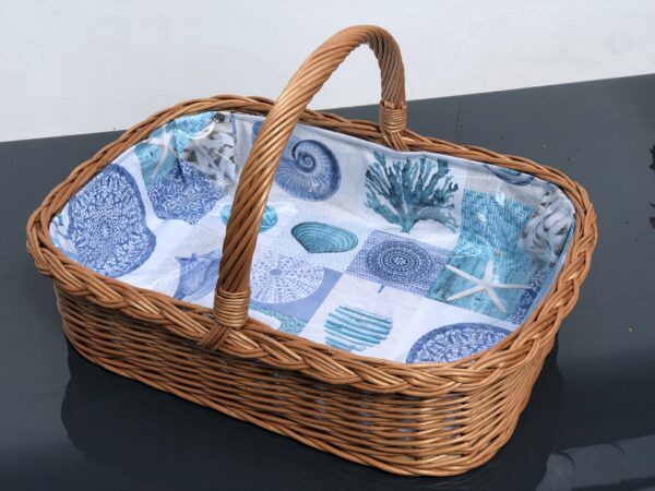 Bukora® Tablett aus Weide mit maritimem Futter  Blau – Bild 9