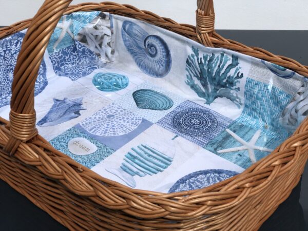 Bukora® Tablett aus Weide mit maritimem Futter  Blau – Bild 4