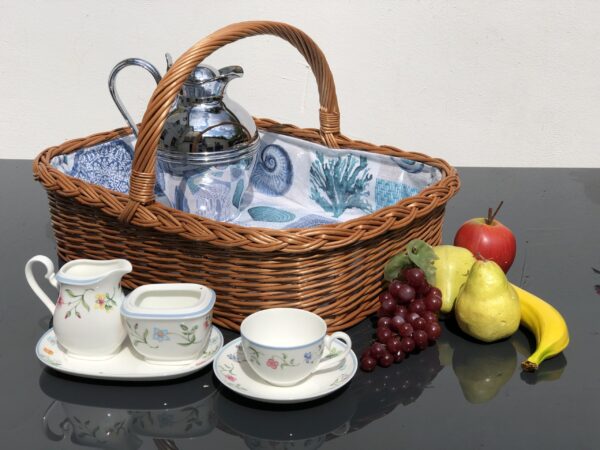 Bukora® Tablett aus Weide mit maritimem Futter  Blau – Bild 3